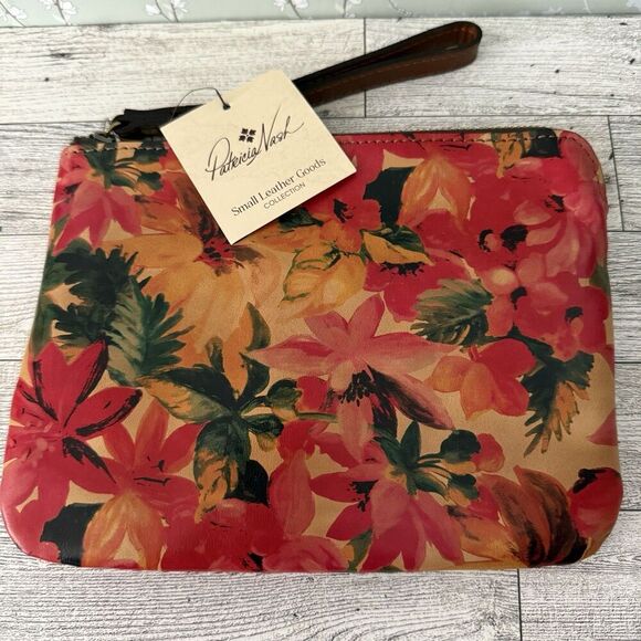 Patricia Nash Cassini Leather Wristlet Spring Multi Floral Oil Paint NWT MSRP 79 - Picture 1 of 7
